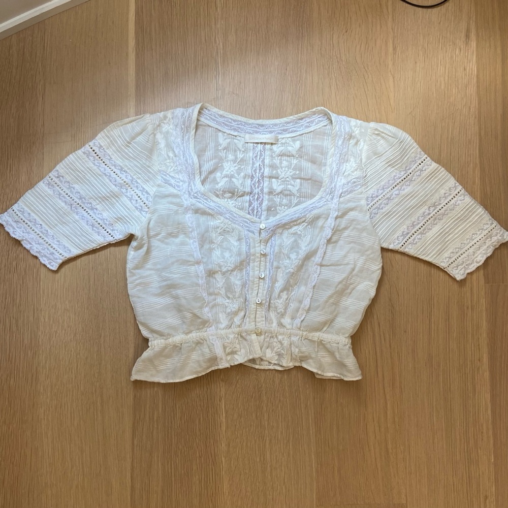 LoveShackFancy Lace Button Up Top